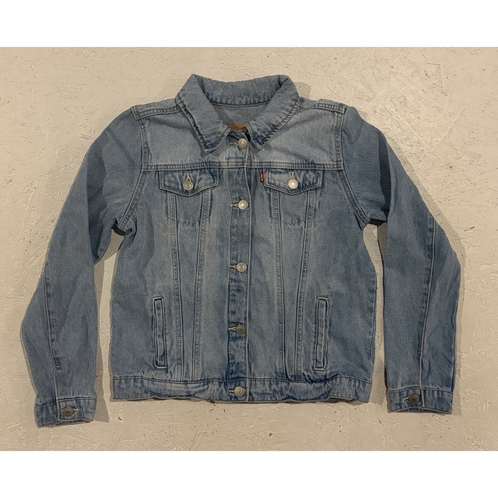 13/15 Youth XL Levi's Trucker Jacket Blue Denim 100% Cotton Button Up Classic